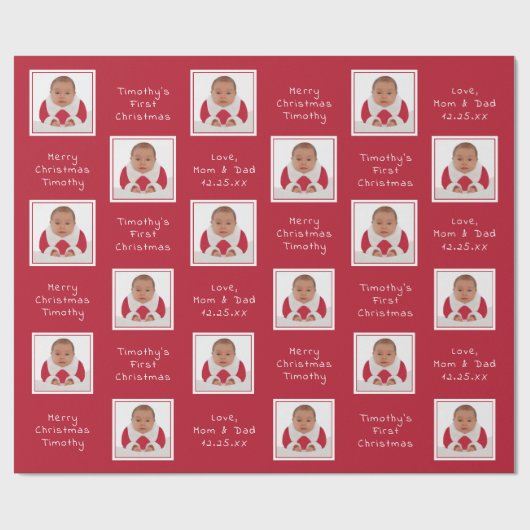 Ihr Foto Individuelle Name Weihnachtswrapper Geschenkpapier (Flach)