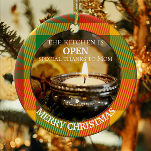 Ihr Foto Kariert Küche Personalisiert Weihnachten Keramik Ornament