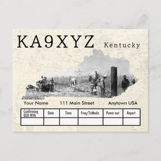 Ihr Foto Kentucky Shaped Cutout Custom QSL Postkarte (Vorderseite)