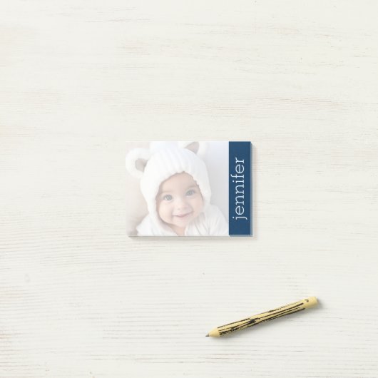 Ihr Foto leuchtet auf - mit Navy Blue Post-it Klebezettel (Auf Schreibtisch)