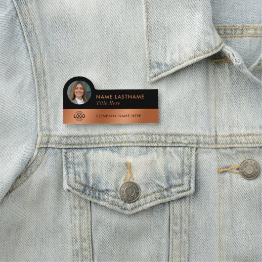 Ihr Foto Logo Sleek Imitats Kupfer Schwarz Stilvol Namensschild (Beispiel)