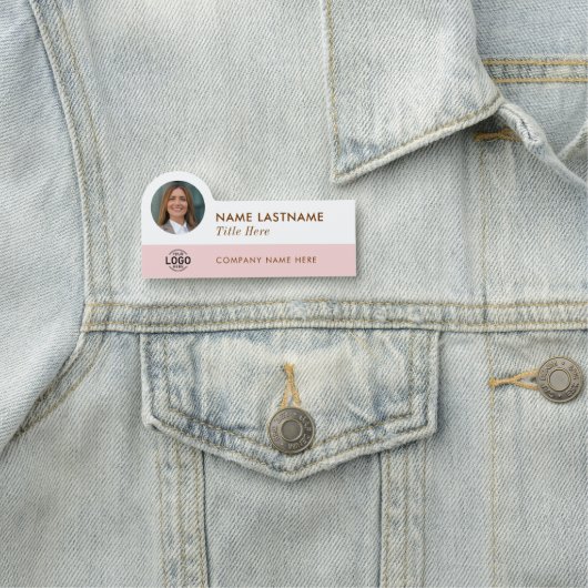 Ihr Foto Logo Titel Girl Blush Pink Weißer Name Namensschild (Beispiel)