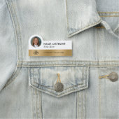 Ihr Foto Logo Titel Sleek Imitats Gold Stilvoll Namensschild (Beispiel)