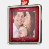 Ihr Foto | Lux Texturrahmen mit roter Textur Ornament Aus Metall (Links)