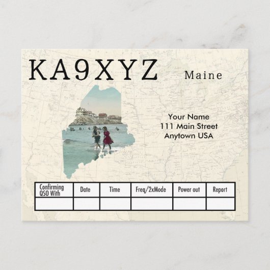 Ihr Foto Maine Cutout Custom QSL Postcard Postkarte (Vorderseite)