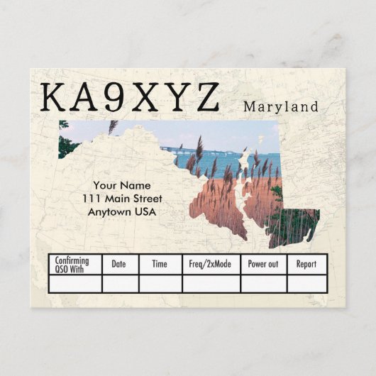 Ihr Foto Maryland Shaped Cutout Custom QSL Postkarte (Vorderseite)
