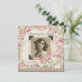 Ihr Foto Memorial Service Elegante Rose Perlen Einladung (Stehend Vorderseite)