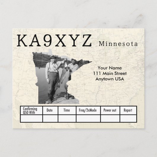 Ihr Foto Minnesota Shaped Cutout Custom QSL Postkarte (Vorderseite)