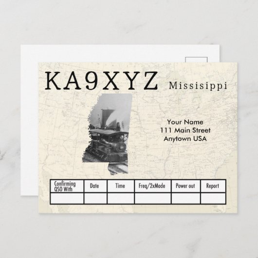 Ihr Foto Mississippi Shaped Cutout Custom QSL Postkarte (Vorne/Hinten)