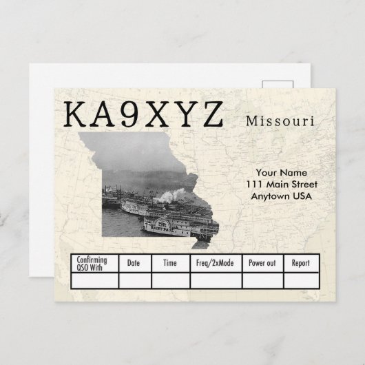 Ihr Foto Missouri geformt Cutout Custom QSL Postkarte (Vorne/Hinten)