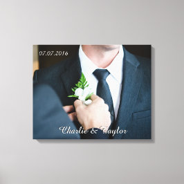 IHR FOTO mit benutzerdefiniertem Text, in Leinen v Leinwanddruck