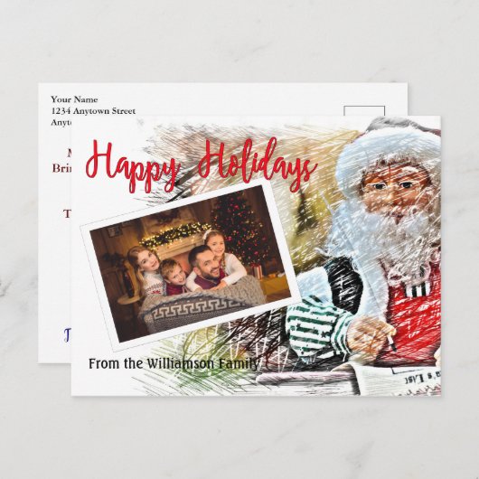 Ihr Foto mit dem Weihnachtsmann und der schönen Li Postkarte (Vorne/Hinten)