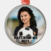Ihr Foto mit eigenem Fußball oder Ihre Sportrunde Ornament Aus Metall (Vorne)
