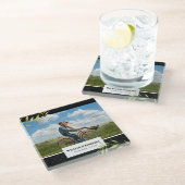 Ihr Foto mit Laurel und Damask personalisiert Glasuntersetzer (Schrägansicht)