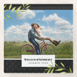 Ihr Foto mit Laurel und Damask personalisiert Glasuntersetzer