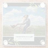 Ihr Foto mit Laurel und Damask personalisiert Glasuntersetzer (Rückseite)