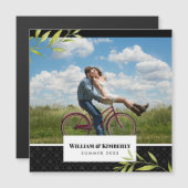 Ihr Foto mit Laurel und Damask personalisiert Magnetkarte (Vorne/Hinten)