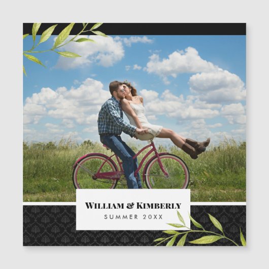 Ihr Foto mit Laurel und Damask personalisiert Magnetkarte (Vorderseite)