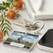 Ihr Foto mit Laurel und Damask personalisiert Schlüsselanhänger (Vorderseite rechts)