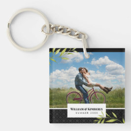 Ihr Foto mit Laurel und Damask personalisiert Schlüsselanhänger