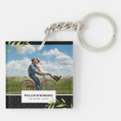 Ihr Foto mit Laurel und Damask personalisiert Schlüsselanhänger (Rückseite)