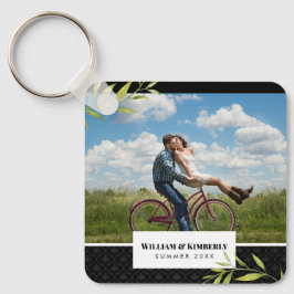 Ihr Foto mit Laurel und Damask personalisiert Schlüsselanhänger