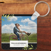 Ihr Foto mit Laurel und Damask personalisiert Schlüsselanhänger (Rückseite)