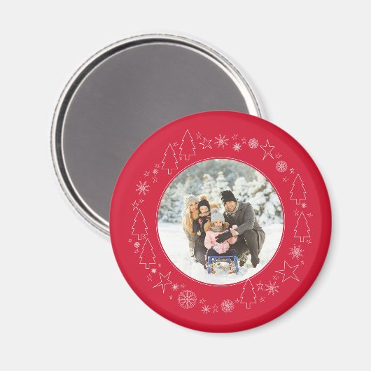 Ihr Foto mit Original Handrawn Weihnachtskranz Magnet (Vorderseite/Rückseite)