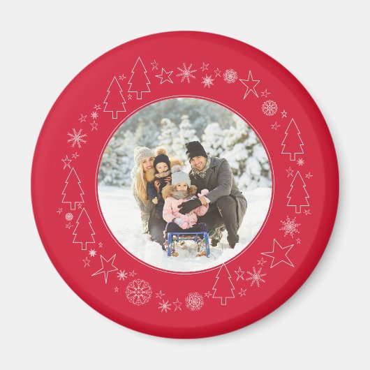 Ihr Foto mit Original Handrawn Weihnachtskranz Magnet (Vorne)