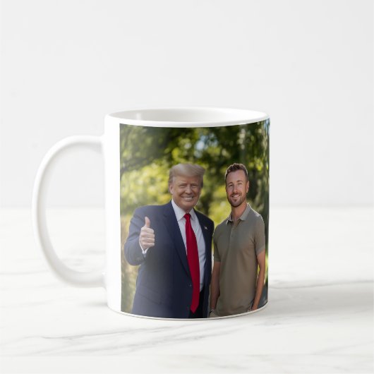 Ihr Foto mit Präsident Donald Trump 2024 Funny Kaffeetasse (Links)