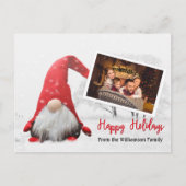 Ihr Foto mit Snowy Gnome Happy Holidays Postkarte (Vorderseite)