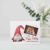 Ihr Foto mit Snowy Gnome Happy Holidays Postkarte (Stehend Vorderseite)