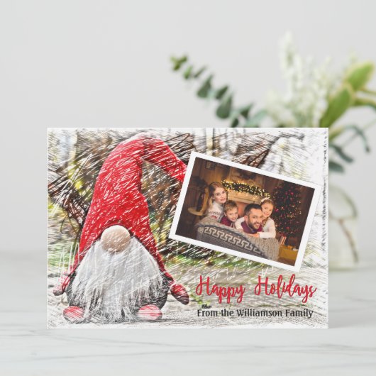 Ihr Foto mit Weihnachten Gnome Happy Holidays (Stehend Vorderseite)