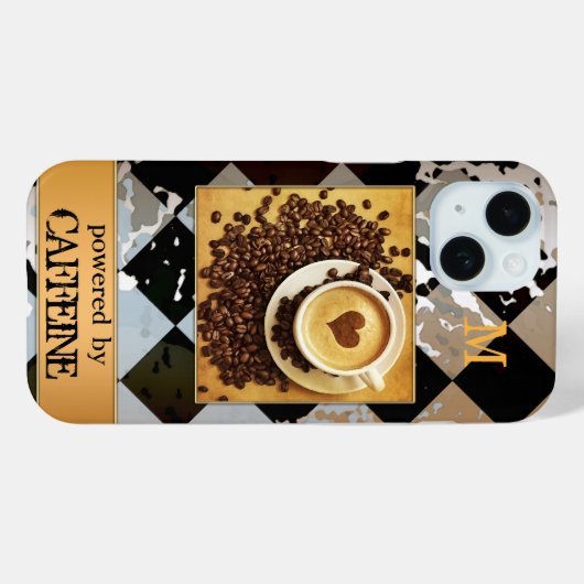 Ihr Foto Monogram Coffee Phone Case (Rückseite (Horizontal))
