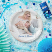 Ihr Foto & Name(n) in Blue Script Pappteller (Party)
