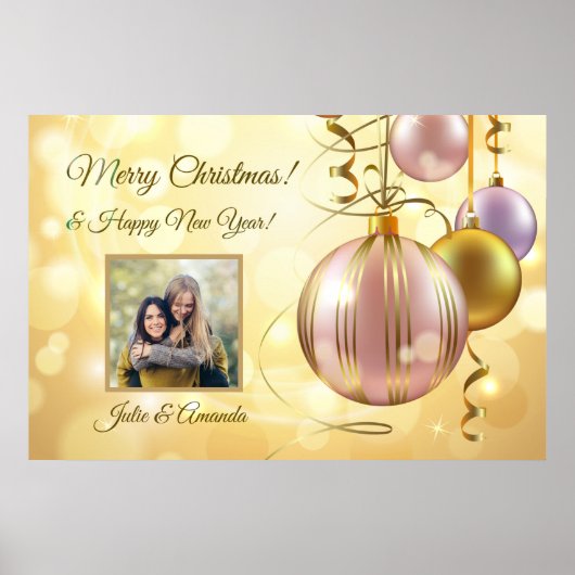 IHR Foto & Name(n) Weihnachtsbälle Plakat (Vorne)