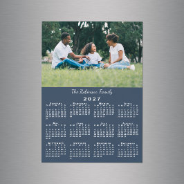 Ihr Foto Name Navy Blau 2027 Kalender Magnet