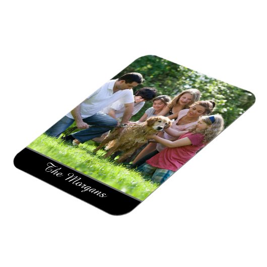 Ihr Foto & Name oder Ihre Meldung in weißem Skript Magnet (Linke Seite)