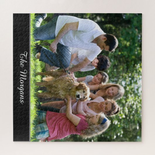 Ihr Foto & Name oder Ihre Meldung in weißem Skript Puzzle (Horizontal)