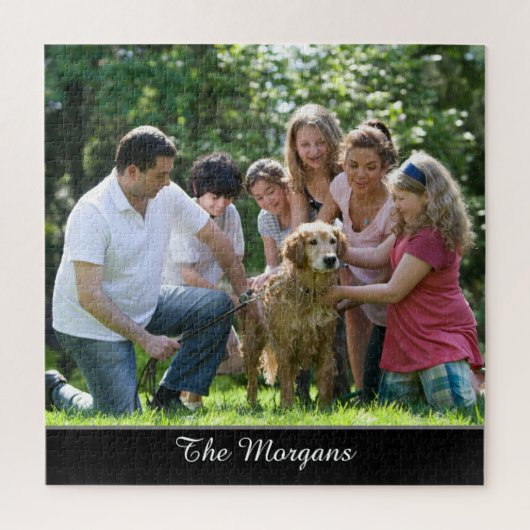 Ihr Foto & Name oder Ihre Meldung in weißem Skript Puzzle (Vertikal)