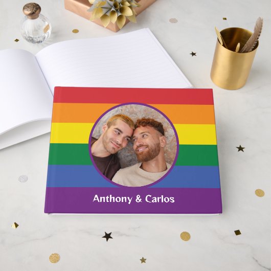 IHR Foto-, Name- und Text-Rainbow-Pride Gästebuch (Vorderseite Offen)