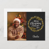 IHR FOTO & NAME Weihnachten wünscht Postkarte (Vorne/Hinten)