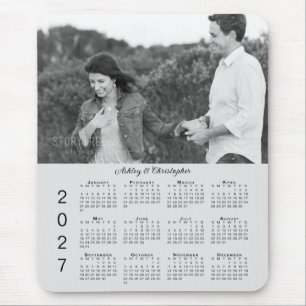 Ihr Foto Namen Personalisierter Grauer 2027 Kalend Mousepad