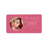 Ihr Foto New Baby Es ist ein Mädchen Brown & Pink Adressaufkleber (Vorne)