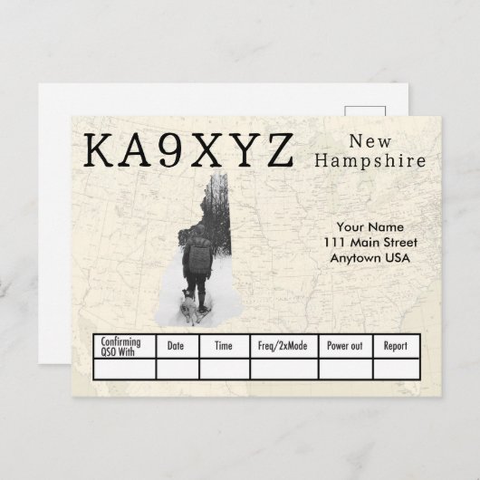 Ihr Foto New Hampshire Shaped Cutout Custom QSL Postkarte (Vorne/Hinten)