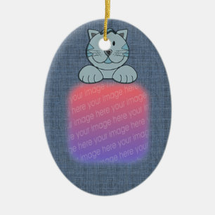 Ihr Foto Niedlich Blue Cat Keramikornament