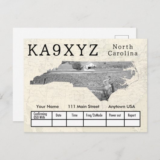 Ihr Foto North Carolina Shaped Cutout Custom QSL Postkarte (Vorne/Hinten)