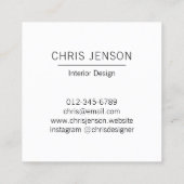 Ihr Foto oder Logo Clean White Einfache Foto Quadratische Visitenkarte (Rückseite)