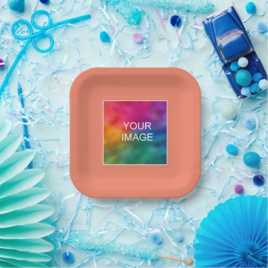 Ihr Foto oder Logo hier Lachs Pfirsichplatz Pappteller (Party)