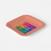 Ihr Foto oder Logo hier Lachs Pfirsichplatz Pappteller (Gewinkelt)